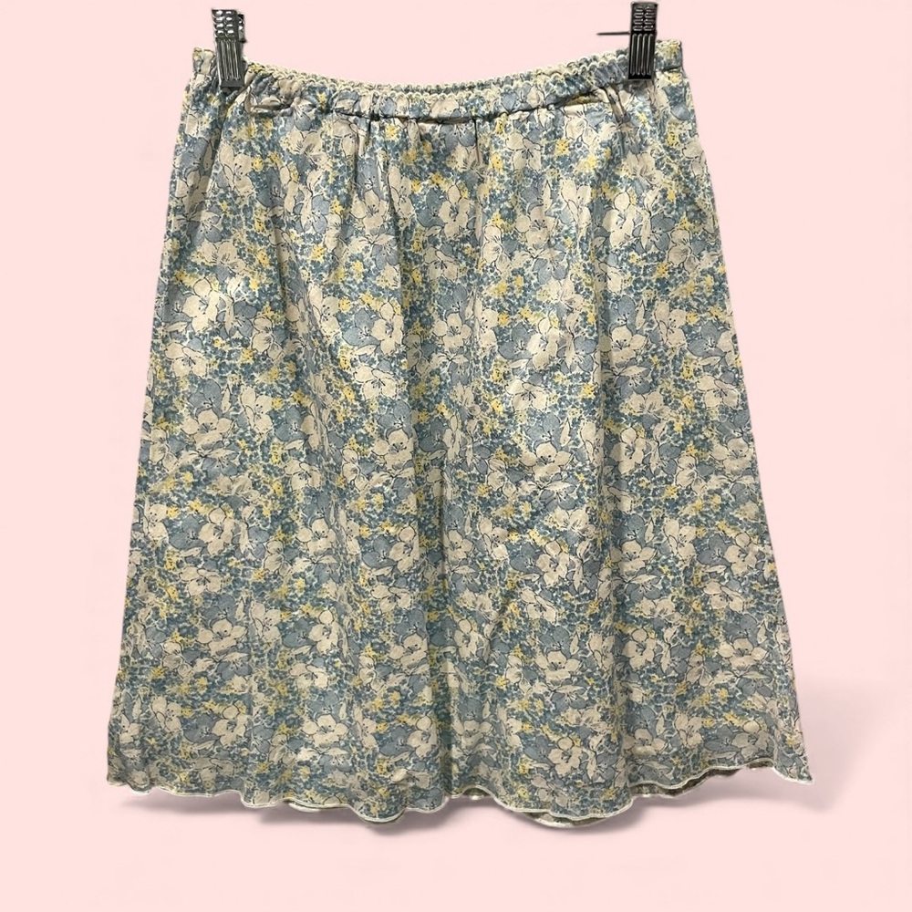 Cute J. Jill vintage look cottagecore peasant skirt scallop hem elastic waist